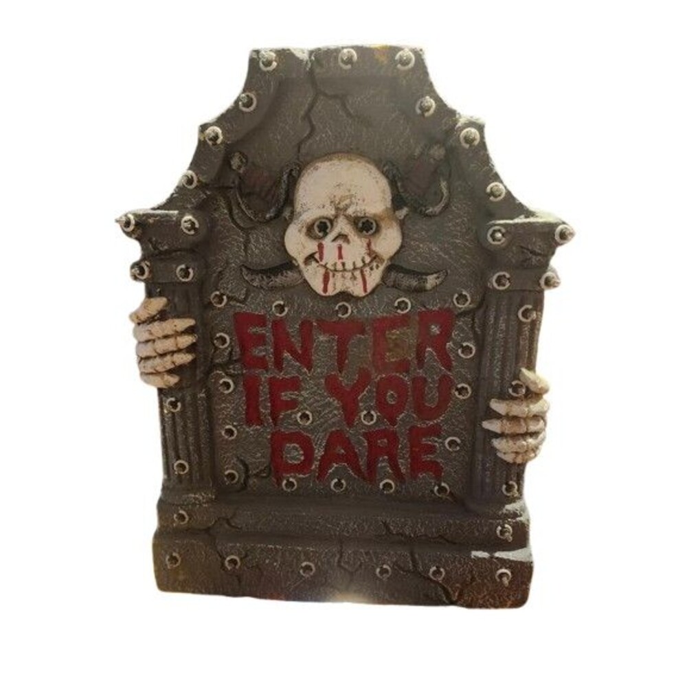 B2 Halloween Spooky RIP Gravestone Tombstone Skeleton Lights Up
